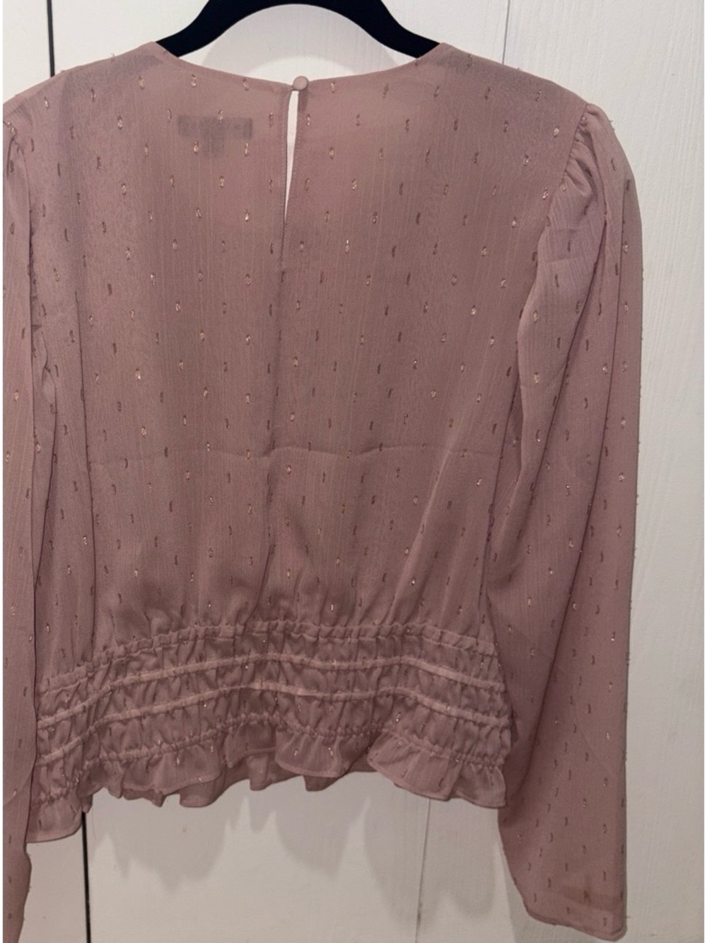 Express Mauve Long-Sleeve Smocked Waist Blouse